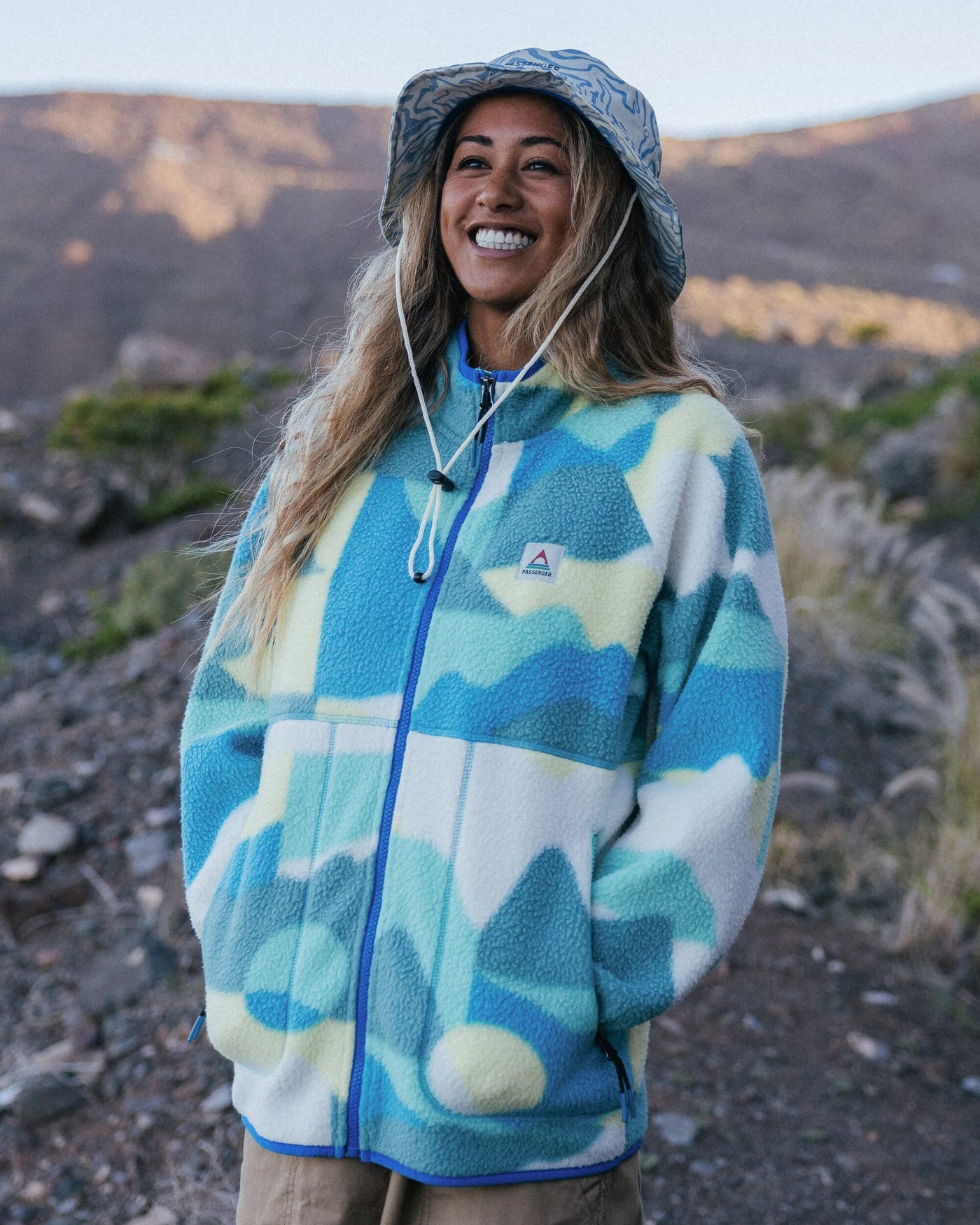 Fairbanks Full Zip Sherpa Fleece - Vista Patchwork Aqua